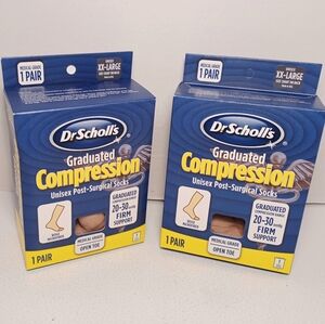 Dr. Scholl's Graduated Compression Open Toe Post-Surgical Socks 20-30 Beige XL